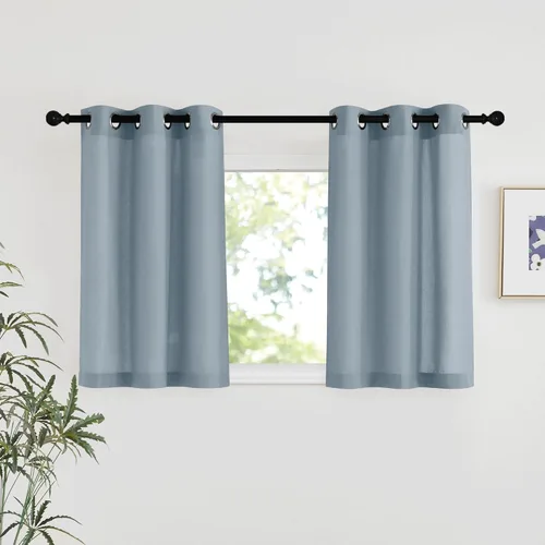 Miniatura 217 de NICETOWN Cortinas de lino natural con textura de lino para dormitorio, mezcla de lino rústica con ojales en la parte superior, semitransparentes