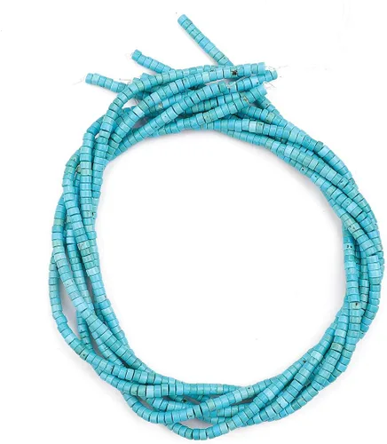 Miniatura 4 de BEADIA Cuentas Espaciadoras de Turquesa Azul Natural Semipreciosas para Hacer Joyas con Encabezados Sueltos 4mmx2mm 38cm Azul turquesa