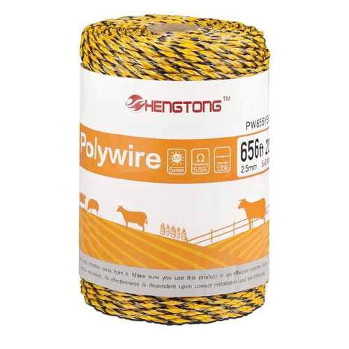 Alambre para valla eléctrica de 656 pies (200 metros), 6 conductores de acero inoxidable, valla eléctrica portátil de polialambre para ganado, color