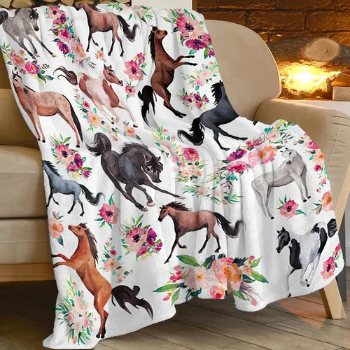 Miniatura 5 de Manta de caballos, manta de caballos, regalos para niñas, mujeres, niños y adultos, súper suave y acogedora, manta de forro polar mullido, Caballo