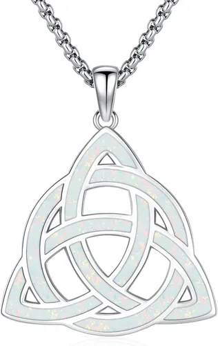 Miniatura 20 de Eusense Collar de ópalo para mujeres y hombres, joyería de ópalo azul y blanco de plata de ley 925 con dije de ópalo auténtico, regalo