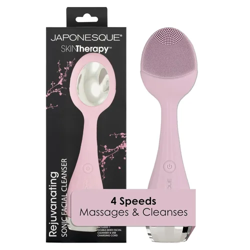 JAPONESQUE SKINTherapy Limpiador facial sónico rejuvenecedor, dispositivo de limpieza impermeable recargable con cepillo de silicona, levanta,