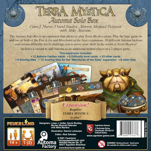 Miniatura 2 de Capstone Games Terra Mystica: Expansión Automa Solo Box para 1 a 2 jugadores Sistema de oponente AI, dificultad modular y juego estratégico