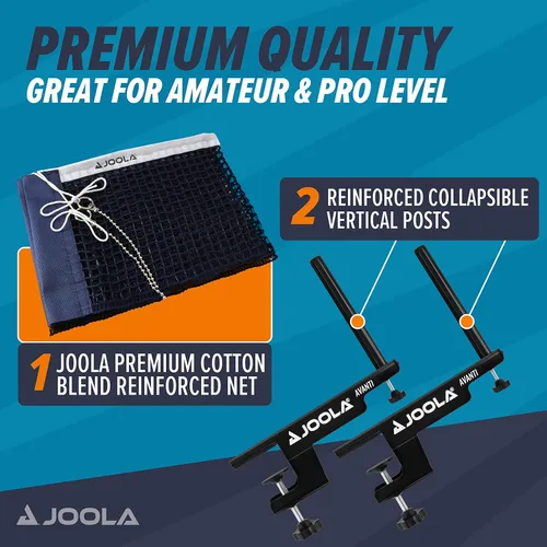 Miniatura 4 de JOOLA Premium Avanti Table Tennis Net and Post Set - Portable and Easy Setup Ping Pong Screw On Clamp Net Blanco y negro