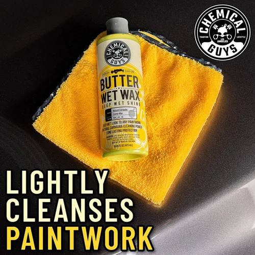 Miniatura 5 de Chemical Guys WAC_201_16 - Cera en crema líquida Butter Wet Wax para automóvil, 16 onzas, aroma de plátano MIC_506_03 de grado profesional, toallas