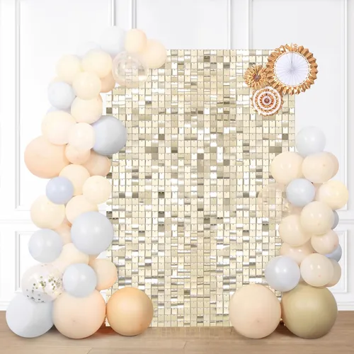 Miniatura 9 de 12 paneles cuadrados de lentejuelas brillantes para pared color azul claro (Baby Blue) telón de fondo decorativo para fiestas de bodas