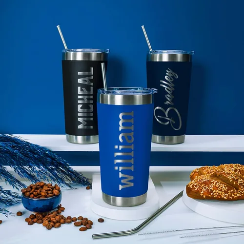 Miniatura 9 de Vasos personalizados, vaso de acero inoxidable de 20 onzas con tapa 13 diseños diferentes Tazas personalizadas de pared doble aisladas para café