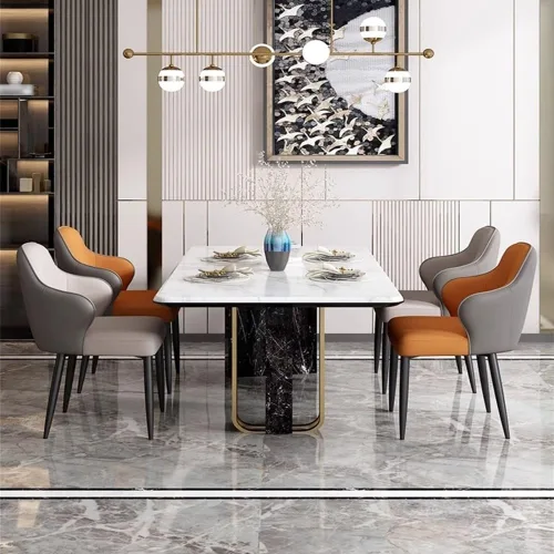 Miniatura 6 de Sillas de comedor, modernos sillones tapizados con respaldo para sala de estar, comedor, sillas para comedor (naranja)