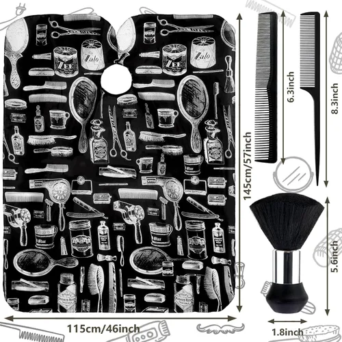 Miniatura 2 de FEBSNOW Kit de capa de corte de cabello, capa de peluquería profesional con cepillo para el cuello para adultos, impermeable, capa de peluquería