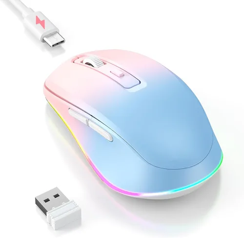 Miniatura 11 de PEIOUS Ratón Inalámbrico Jiggler - Ratones Inalámbricos LED con Mover de Ratón Integrado, Ratón Móvil Recargable para Laptop con Movimiento Azul