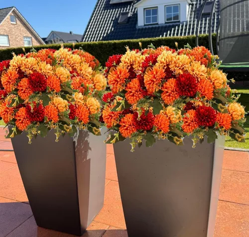 Miniatura 6 de AMZALI 12 piezas de flores artificiales de imitación para mamás, flores de color naranja quemado, surtido de flores falsas de seda para mamás
