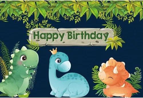 Miniatura 3 de Fondo de cumpleaños de dinosaurio de dibujos animados de 5 x 3 pies, fiesta temática de dinosaurios, fiesta de baby shower, fondo de fotografía