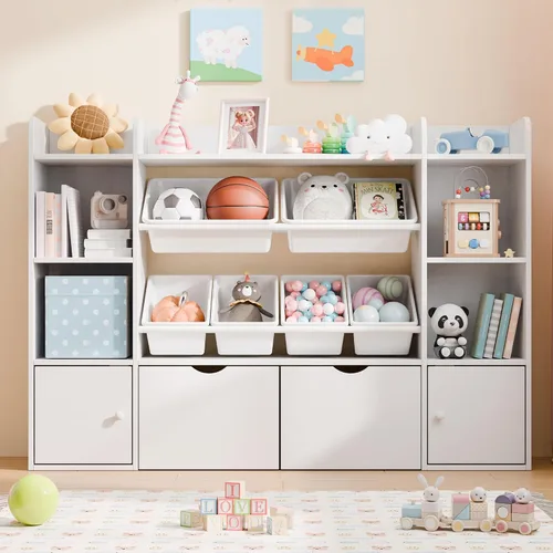 Miniatura 8 de Xilingol Organizador de Almacenamiento de Juguetes para Niños con 6 Cajones Desmontables, Organizador de Juguetes de 4 Niveles con 6 Compartimentos