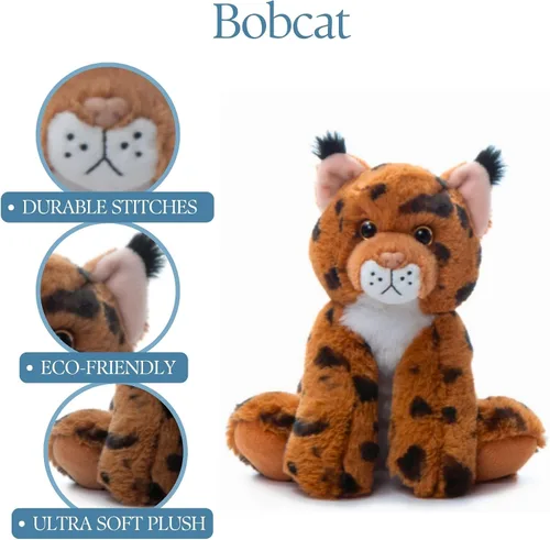 Miniatura 6 de The Petting Zoo Peluche Bobcat, regalos para niños, animales salvajes del zoológico Onez, juguete de peluche Bobcat de 9 pulgadas