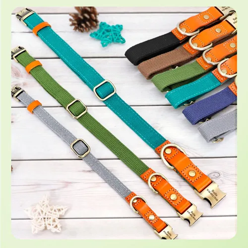 Miniatura 3 de Collar de perro personalizado para perros pequeños, medianos y grandes, collar de perro con hebilla de metal, collar de perro de cuero personalizado