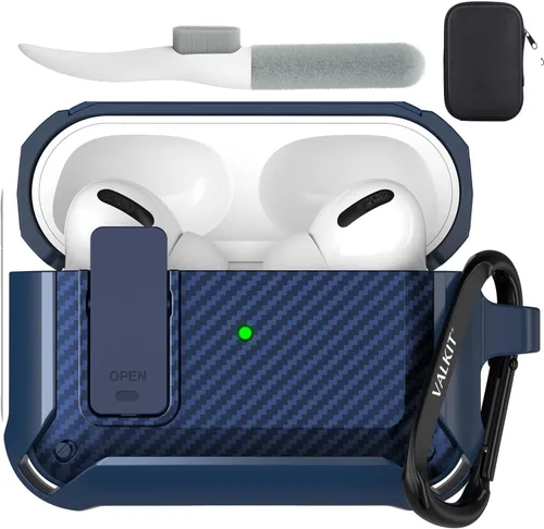 Miniatura 46 de Valkit Funda para Airpods para hombres con cerradura, funda de cuerpo completo con llavero para AirPods de Apple a prueba de golpes, funda