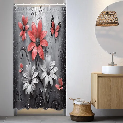 Miniatura 38 de LB Get Naked - Cortina de ducha pequeña de 48 x 68 pulgadas, forro de cortina de ducha de tamaño medio azul y rosa, cortinas de ducha estrechas