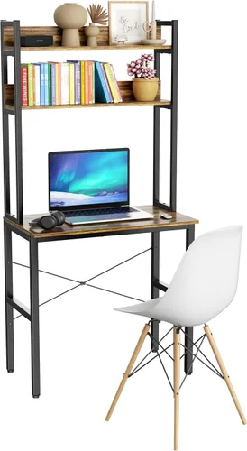 Miniatura 19 de Escritorio de computadora Aquzee con aparador, escritorio de 47" de ancho x 23.6" de profundidad con estantes, escritorio alto de oficina en casa