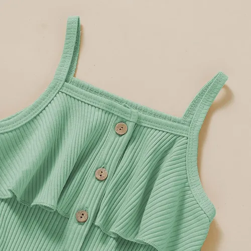 Miniatura 4 de Ropa de niña para bebé, ropa sin mangas, lindo halter mameluco de una sola pieza, conjunto de ropa de verano 1-5T