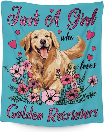 Golden Retriever - Manta de regalo de 30 x 40 pulgadas, lindas mantas para mujeres y niñas, mantas de felpa suaves azules para sofá, oficina