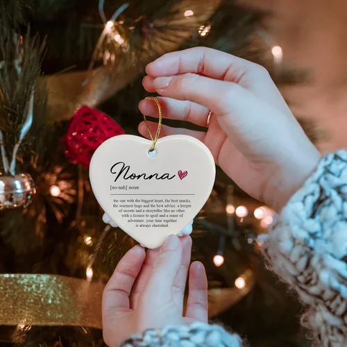 Miniatura 3 de Regalos para Nonna Adornos de Cerámica, Adorno Colgante de Corazón con Definición de Nonna para Decoración de Árbol de Navidad o Coche, Regalos