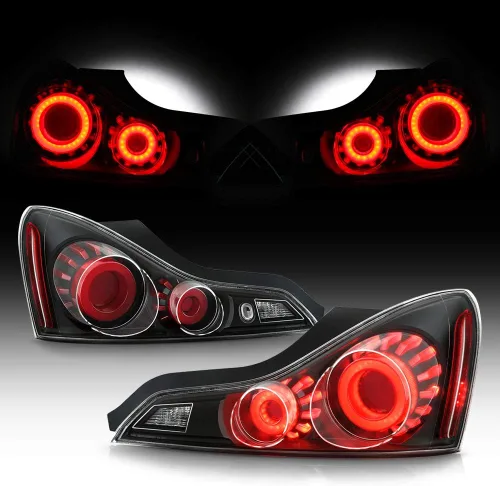 ACANII - Para Infiniti G37 / Q60 Coupé 2008-2015, carcasa negra, tubo LED 3D, luces traseras, montaje de lámparas de freno izquierda y derecha