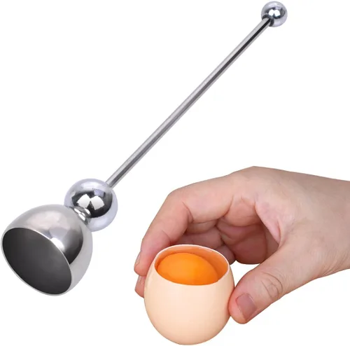 Miniatura 3 de Cortador de galletas de huevo de acero inoxidable, abridor de cáscara de huevo, herramienta separadora para huevos crudos, huevos duros o blandos