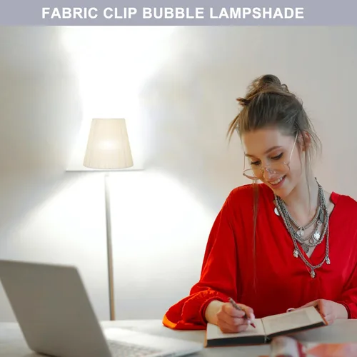 Miniatura 5 de Baluue Pantallas de lámpara pequeñas – 2 piezas con clip en la pantalla de la lámpara de tela suave de hongos plisados para lámparas de mesa, luces