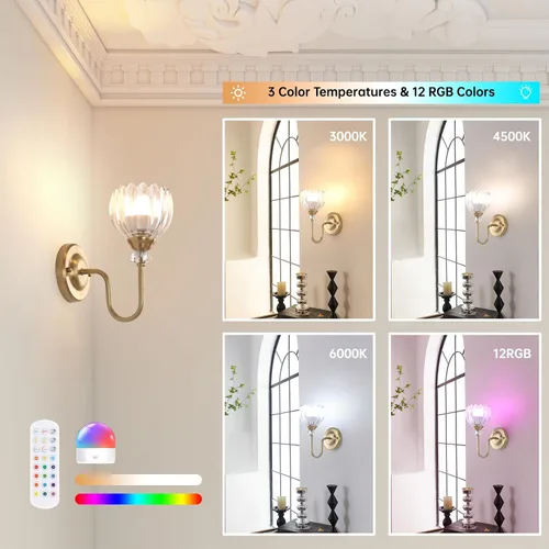 Miniatura 3 de Juego de 2 apliques de pared vintage a pilas, lámpara de pared recargable con batería de 5000 mAh y control remoto, luces de pared regulables