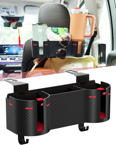 Miniatura 10 de Soporte para portavasos de asiento trasero de automóvil de 3.7 pulgadas con organizador, organizador de respaldo de asiento 4 en 1 de alta capacidad