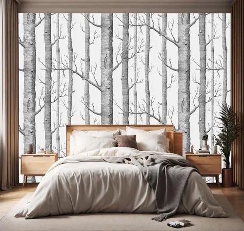 Miniatura 21 de Papel tapiz de tela con diseño de paisajes forestales verdes, bosques, árboles, sala de estar, dormitorio, baño, selva, mural de pared - 91 x 65