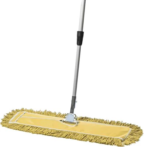 Miniatura 14 de Trapeador de polvo comercial rojo de 48 pulgadas y barredora de piso con mango extensible, trapeador para limpieza de suelos de madera dura