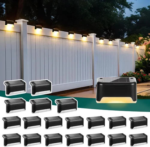 Miniatura 7 de SOLPEX - Juego de 16 luces solares para cercas al aire libre, luces impermeables LED para escalones solares para escaleras al aire libre, terraza