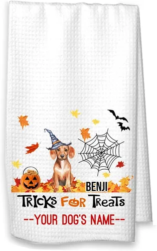 Miniatura 7 de Studio 9Thirty3 Tricks for Treats Dachshund - Toalla de cocina de Halloween, decoración de otoño de perro salchicha