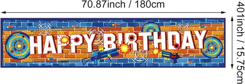 Miniatura 2 de Cartel de fiesta de batalla de dardos con texto en inglés «Happy Birthday»