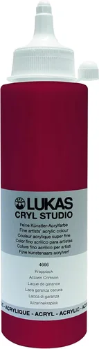 Lukas CRYL Studio Artist - Pintura acrílica para artistas, Alizarín Carmesí, botella de 250 ml - Pinturas acrílicas de alto pigmento para pintar en