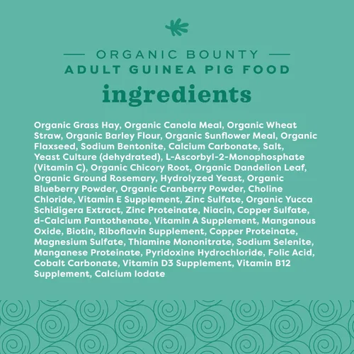 Miniatura 9 de Oxbow Organic Bounty - Alimento para conejillo de indias adulto, pellets orgánicos de conejillo de indias hechos con heno Timothy, vitamina C