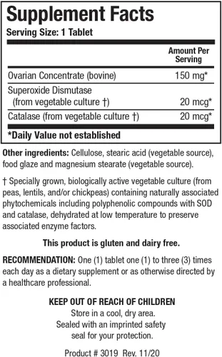 Miniatura 2 de BIOTICS RESEARCH Cytozyme O Tejido ovárico bovino crudo, apoya la salud femenina, SOD, catalasa, potente actividad antioxidante, 60 tabletas