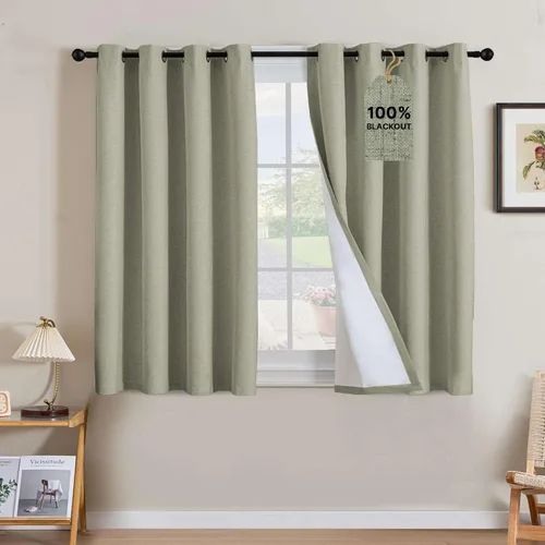 Miniatura 205 de H.VERSAILTEX Cortinas opacas de lino de 72 pulgadas de largo, 100% absolutamente opacas, con aislamiento térmico, con textura de lino, cortinas