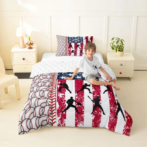 Miniatura 38 de Juego de edredón de baloncesto, juego de ropa de cama con citas inspiradoras para niños y niñas, relleno de edredón de pelota deportiva, edredón