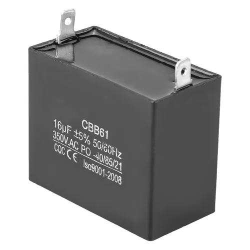 Cbb61 15Uf 5% 300Vac 50 60Hz Condensador de motor de plástico negro Cbb61 Motor Corriendo Condensador de arranque Cqc 350V AC 16Uf 50 60Hz