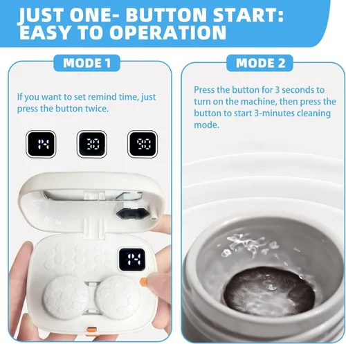 Miniatura 4 de Limpiador de lentes de contacto con espejo, máquina limpiadora de lentes de contacto, limpiador ultrasónico USB para eliminación de lentes suaves