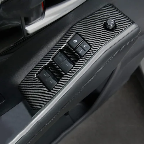 Miniatura 3 de ruihe 4 piezas de fibra de carbono de color de ventana de puerta de automóvil panel de control ajuste para Toyota Highlander 2020 2021 2022 2023