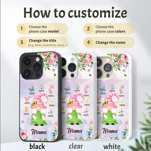 Miniatura 3 de Fundas para teléfono con nombre, diseño de flores rosadas y mariposas, para el Día de la Madre para iPhone 6 7 8 11 12 13 14 15 16 17 Pro Max Plus