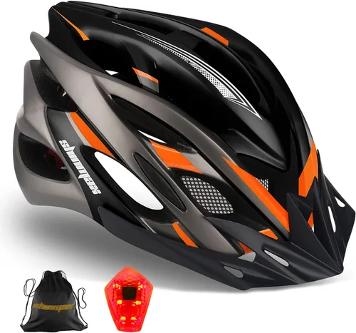 Miniatura 15 de Casco de bicicleta para hombre y mujer, casco de bicicleta Shinmax con luz trasera y visera desmontable Negro