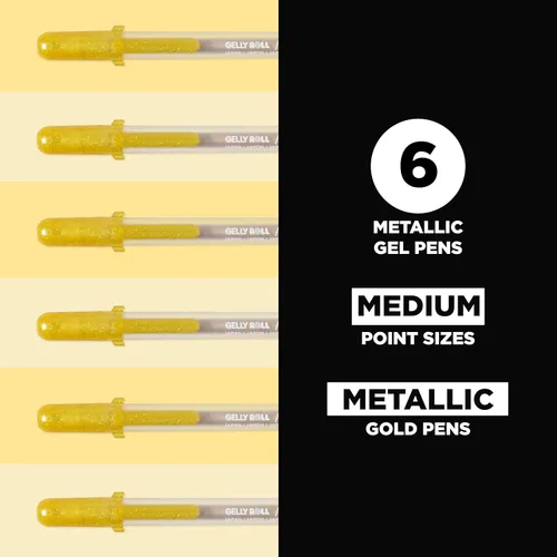 Miniatura 2 de SAKURA Gelly Roll - Bolígrafos de gel metálicos, 6 unidades, color dorado, paquete de 6 Dorado metálico