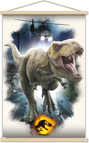 Miniatura 16 de Trends International Jurassic World: Dominion - Póster de pared focal de T. Rex, 22.375 x 34 pulgadas, versión enmarcada de madera de granero