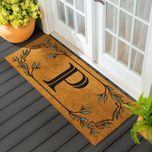 Miniatura 83 de Evergreen Flag Alfombra de puerta de fibra de coco monograma Letra B Alfombra para puerta delantera para interiores y exteriores 71x41 cm