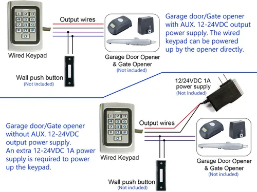 Miniatura 4 de IP68 impermeable universal 12 V 24 V DC funda de metal digital con cable para puerta de garaje, abridor de puertas y sistemas de control de acceso
