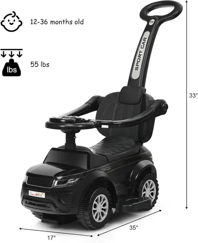 Miniatura 8 de HONEY JOY Cochecito Empujador con Pedal, Coche Deslizante con Manija de Empuje y Barrera Desmontable, Sonido y Luces, Almacenamiento Bajo